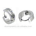 316L Small Huggie Hoop Earrings with Clear Crystals For Boy HE-017